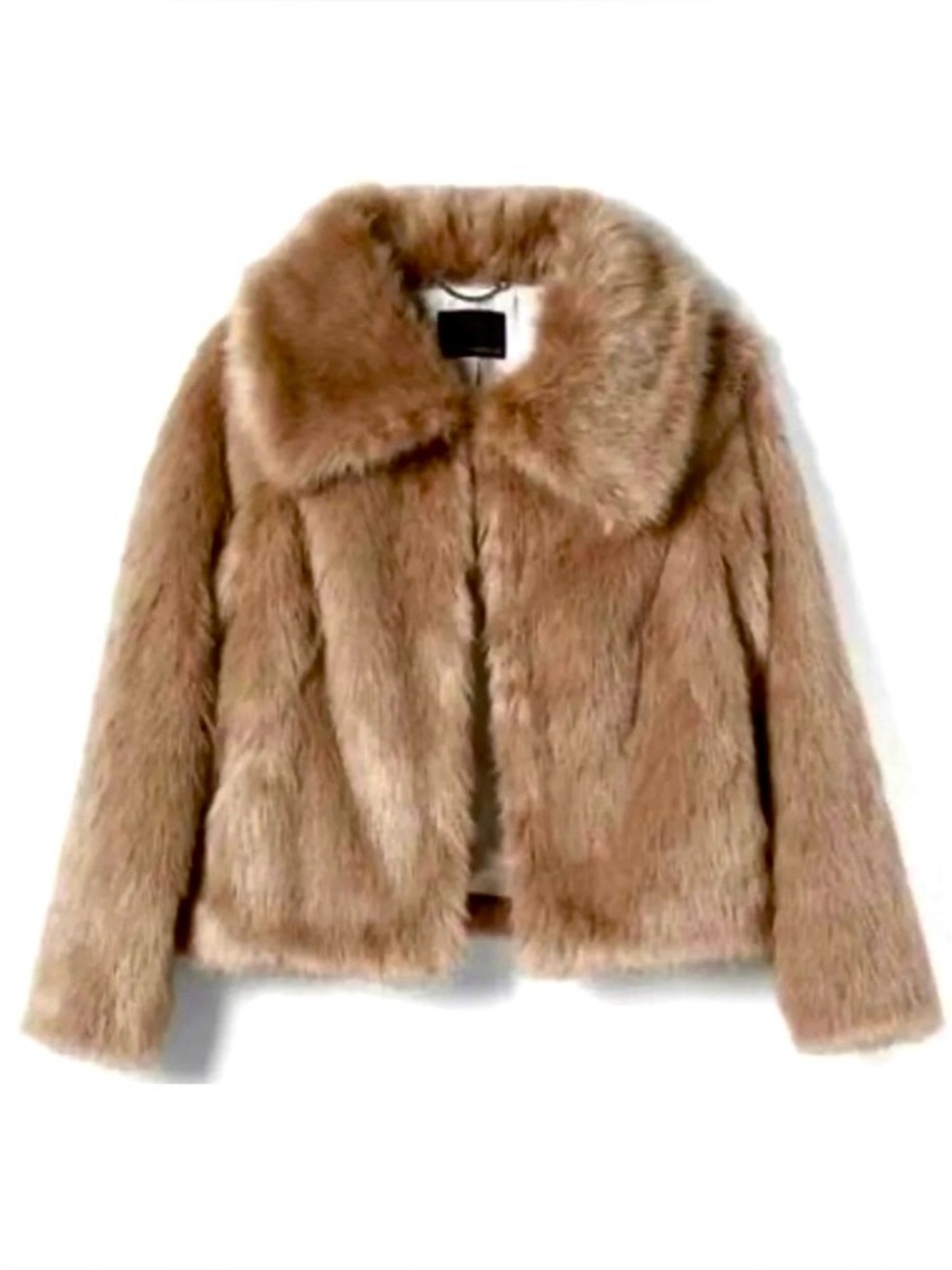 BANANA REPUBLIC FAUX FUR OVERSIZED COLLAR JACKET GOLD BEIGE Medium